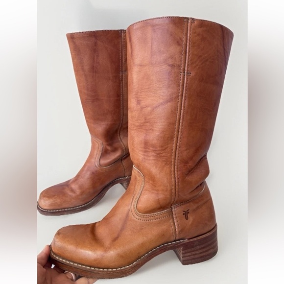 Vintage FRYE Campus 14L Saddle Tan Equestrian Western Tall Leather Boots 9.5 - Picture 7 of 13